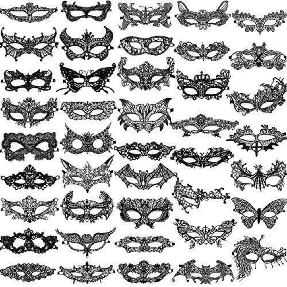 5911 42 Pieces Masquerade Masks Black Lace Mask Party Ball Venetian Masks